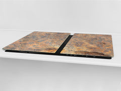 BIG KITCHEN BOARD & Induction Cooktop Cover – Glass Pastry Board DD34 Rusted textures Series: Rusted iron texture