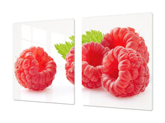 UNIQUE Tempered GLASS Kitchen Board Fruit and Vegetables series DD02 Raspberries