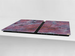 UNIQUE Tempered GLASS Kitchen Board – Impact & Scratch Resistant Cooktop cover DD32 Marbles 2 Series: Luxury purple