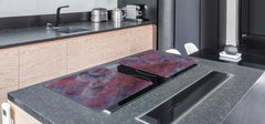 UNIQUE Tempered GLASS Kitchen Board – Impact & Scratch Resistant Cooktop cover DD32 Marbles 2 Series: Luxury purple