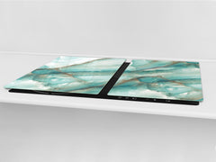 Gigantic Worktop saver and Pastry Board - Tempered GLASS Cutting Board DD21 Marbles 1 Series: Cold blue onyx