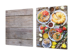 BIG KITCHEN BOARD & Induction Cooktop Cover – Glass Pastry Board - Food series DD16 Sweet breakfast 1