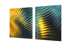 UNIQUE Tempered GLASS Kitchen Board – Impact & Scratch Resistant Cooktop cover – SINGLE: 80 x 52 cm; DOUBLE: 40 x 52 cm; DD39 Colourful Variety Series: Colorful wavy design 2