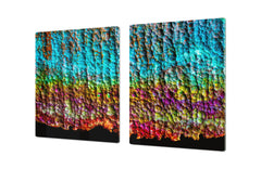 BIG KITCHEN BOARD & Induction Cooktop Cover – Glass Pastry Board DD34 Rusted textures Series: Oxidized copper abstraction