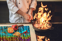 BIG KITCHEN BOARD & Induction Cooktop Cover – Glass Pastry Board DD34 Rusted textures Series: Oxidized copper abstraction