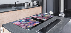 UNIQUE Tempered GLASS Kitchen Board – Impact & Scratch Resistant Cooktop cover – SINGLE: 80 x 52 cm; DOUBLE: 40 x 52 cm; DD39 Colourful Variety Series: Shiny pearls 1