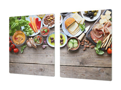 BIG KITCHEN BOARD & Induction Cooktop Cover – Glass Pastry Board - Food series DD16 Breakfast 3