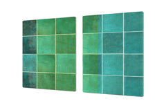 GIGANTIC CUTTING BOARD and Cooktop Cover - Glass Kitchen Board DD35 Textures and tiles 1 Series: Green vintage ceramic tiles 3