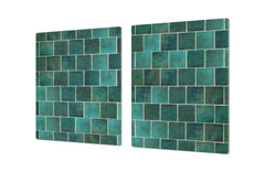 GIGANTIC CUTTING BOARD and Cooktop Cover - Glass Kitchen Board DD35 Textures and tiles 1 Series: Green vintage ceramic tiles 1