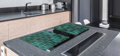 GIGANTIC CUTTING BOARD and Cooktop Cover - Glass Kitchen Board DD35 Textures and tiles 1 Series: Green vintage ceramic tiles 1