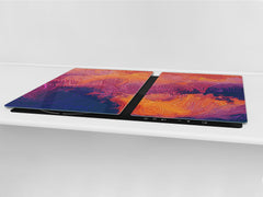 GIGANTIC CUTTING BOARD and Cooktop Cover - Glass Kitchen Board; SINGLE: 80 x 52 cm (31,5” x 20,47”); DOUBLE: 40 x 52 cm (15,75” x 20,47”); DD42 Paintings Series: Impressionist sky 1