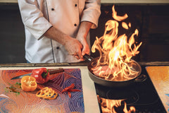 GIGANTIC CUTTING BOARD and Cooktop Cover - Glass Kitchen Board; SINGLE: 80 x 52 cm (31,5” x 20,47”); DOUBLE: 40 x 52 cm (15,75” x 20,47”); DD42 Paintings Series: Impressionist sky 2