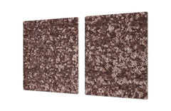 UNIQUE Tempered GLASS Kitchen Board – Impact & Scratch Resistant Cooktop cover – SINGLE: 80 x 52 cm; DOUBLE: 40 x 52 cm; DD39 Colourful Variety Series: Gold brown sequins
