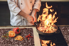 UNIQUE Tempered GLASS Kitchen Board – Impact & Scratch Resistant Cooktop cover – SINGLE: 80 x 52 cm; DOUBLE: 40 x 52 cm; DD39 Colourful Variety Series: Gold brown sequins