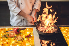 UNIQUE Tempered GLASS Kitchen Board – Impact & Scratch Resistant Cooktop cover – SINGLE: 80 x 52 cm; DOUBLE: 40 x 52 cm; DD39 Colourful Variety Series: Shiny yellow surface