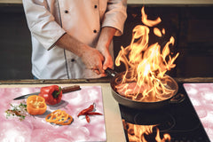 UNIQUE Tempered GLASS Kitchen Board – Impact & Scratch Resistant Cooktop cover – SINGLE: 80 x 52 cm; DOUBLE: 40 x 52 cm; DD39 Colourful Variety Series: Gems close-up