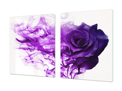 Cubierta de placa de inducción - Tabla para cortar vidrio - Serie de flores DD06B Rosa Morada