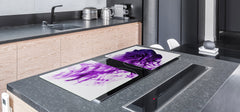 Cubierta de placa de inducción - Tabla para cortar vidrio - Serie de flores DD06B Rosa Morada