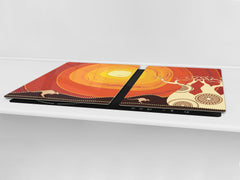 HUGE TEMPERED GLASS CHOPPING BOARD ; Moroccan design Series DD21 Baobab Tree