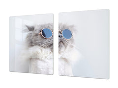 Gigantic Worktop saver and Pastry Board - Tempered GLASS Cutting Board Animals series DD01 Kitty 1