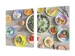 BIG KITCHEN BOARD & Induction Cooktop Cover – Glass Pastry Board - Food series DD16 Vegetable salad