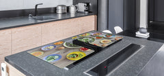 BIG KITCHEN BOARD & Induction Cooktop Cover – Glass Pastry Board - Food series DD16 Vegetable salad