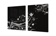 ENORMOUS Tempered GLASS Chopping Board - Flower series DD06A White flower