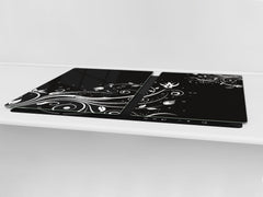 ENORMOUS Tempered GLASS Chopping Board - Flower series DD06A White flower