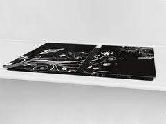 ENORMOUS Tempered GLASS Chopping Board - Flower series DD06A White butterfly