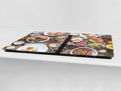 BIG KITCHEN BOARD & Induction Cooktop Cover – Glass Pastry Board - Food series DD16 Breakfast 4