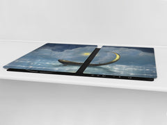 Induction Cooktop Cover – Glass Worktop saver: Fantasy and fairy-tale series DD18 A lonely boat
