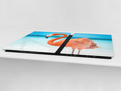 Gigantic Worktop saver and Pastry Board - Tempered GLASS Cutting Board Animals series DD01 Flamingo