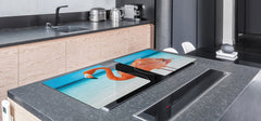 Gigantic Worktop saver and Pastry Board - Tempered GLASS Cutting Board Animals series DD01 Flamingo