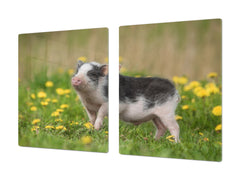 Gigantic Worktop saver and Pastry Board - Tempered GLASS Cutting Board Animals series DD01 Piggy