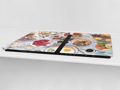 BIG KITCHEN BOARD & Induction Cooktop Cover – Glass Pastry Board - Food series DD16 Breakfast 5