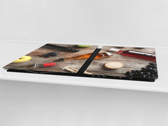 BIG KITCHEN BOARD & Induction Cooktop Cover – Glass Pastry Board - Food series DD16 Vinegar