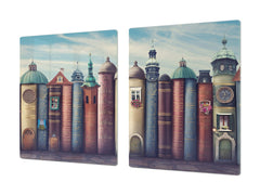 Induction Cooktop Cover – Glass Worktop saver: Fantasy and fairy-tale series DD18 Cottages from books