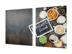 BIG KITCHEN BOARD & Induction Cooktop Cover – Glass Pastry Board - Food series DD16 Healthy food 2
