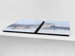 Gigantic Worktop saver and Pastry Board - Tempered GLASS Cutting Board Animals series DD01 White horse