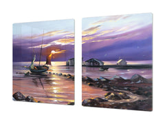 GIGANTIC CUTTING BOARD and Cooktop Cover- Image Series DD05A Fisherman's haven