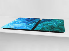 UNIQUE Tempered GLASS Kitchen Board – Abstract Series DD14 Blue paint