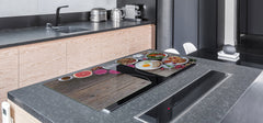 BIG KITCHEN BOARD & Induction Cooktop Cover – Glass Pastry Board - Food series DD16 Colorful breakfast