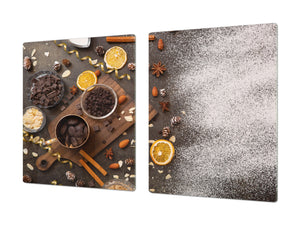 Tempered GLASS Cutting Board - Glass Kitchen Board; Cakes and Sweets Serie DD13 Sweets 4