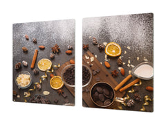 Tempered GLASS Cutting Board - Glass Kitchen Board; Cakes and Sweets Serie DD13 Sweets 2