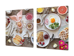BIG KITCHEN BOARD & Induction Cooktop Cover – Glass Pastry Board - Food series DD16 Breakfast 7