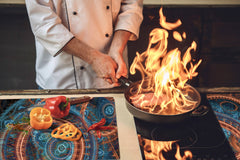 Enorm Küchenbrett aus Hartglas und Induktionskochplattenabdeckung; Food series DD16: African food