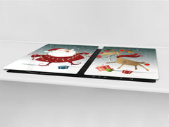 HUGE TEMPERED GLASS COOKTOP COVER - DD30 Christmas Series: Santa Claus with Rudolf