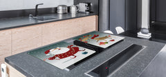 HUGE TEMPERED GLASS COOKTOP COVER - DD30 Christmas Series: Santa Claus with Rudolf