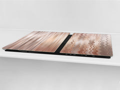 UNIQUE Tempered GLASS Kitchen Board – Impact & Scratch Resistant Cooktop cover – SINGLE: 80 x 52 cm; DOUBLE: 40 x 52 cm; DD39 Colourful Variety Series: Set of abstract backgrounds