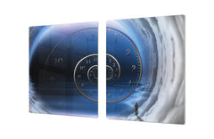 ENORMOUS Tempered GLASS Chopping Board - Induction Cooktop Cover – SINGLE: 80 x 52 cm; DOUBLE: 40 x 52 cm; DD43 Abstract Graphics Series: Space and time
